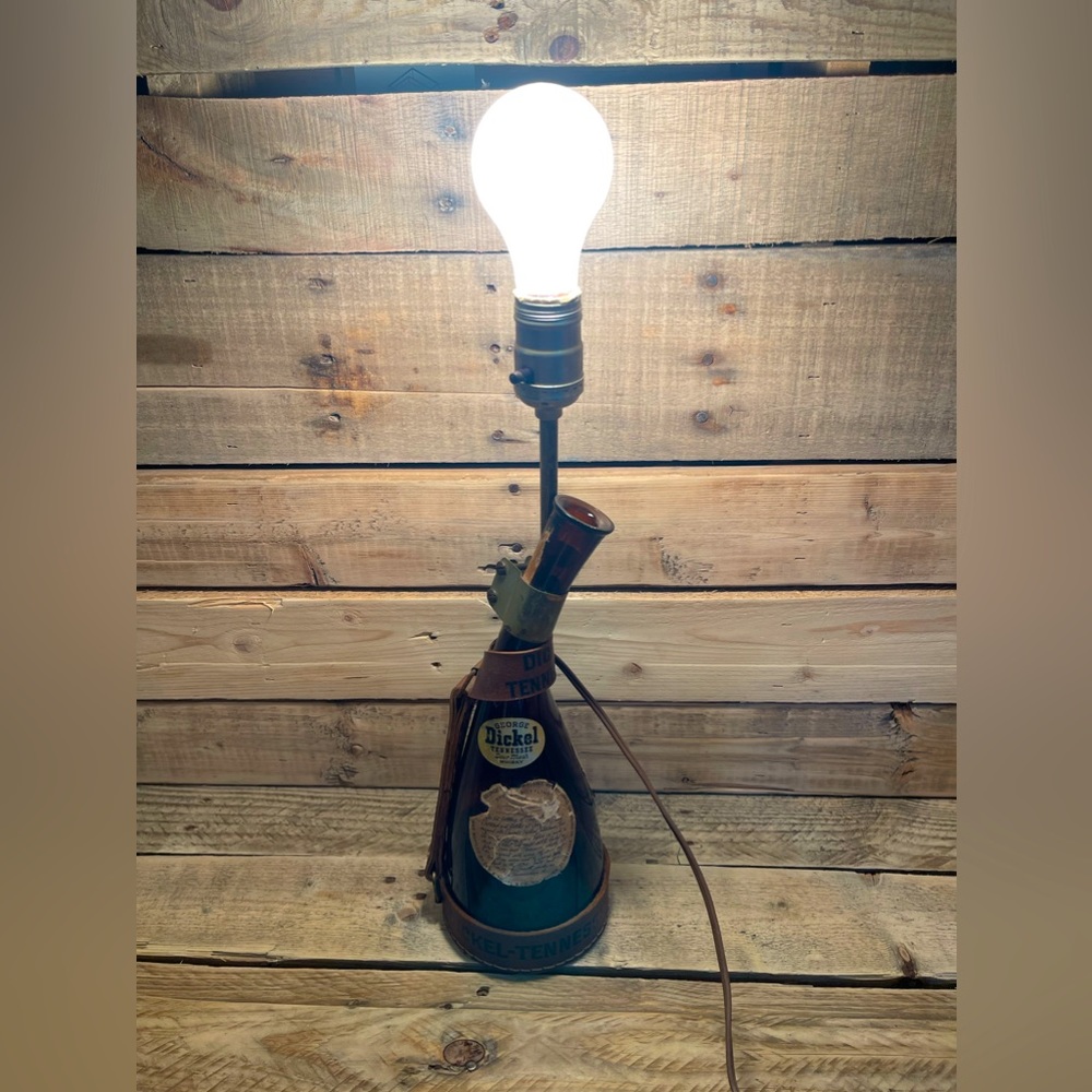 George Dickel Tennessee Whiskey Powder Horn Lamp Advert Distiller Bottle Light